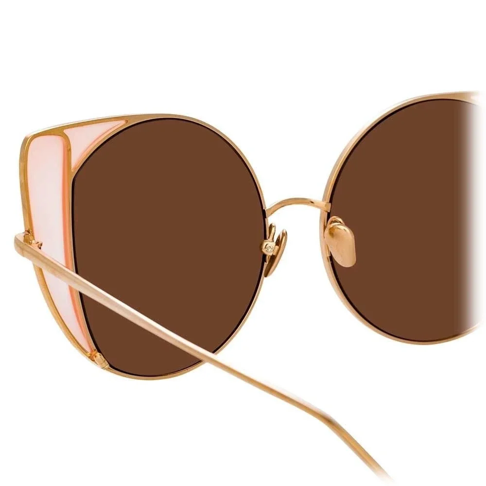 Linda Farrow 854 C6 Austin Oversized Cat Eye Sunglasses Rose Gold Titanium Frame